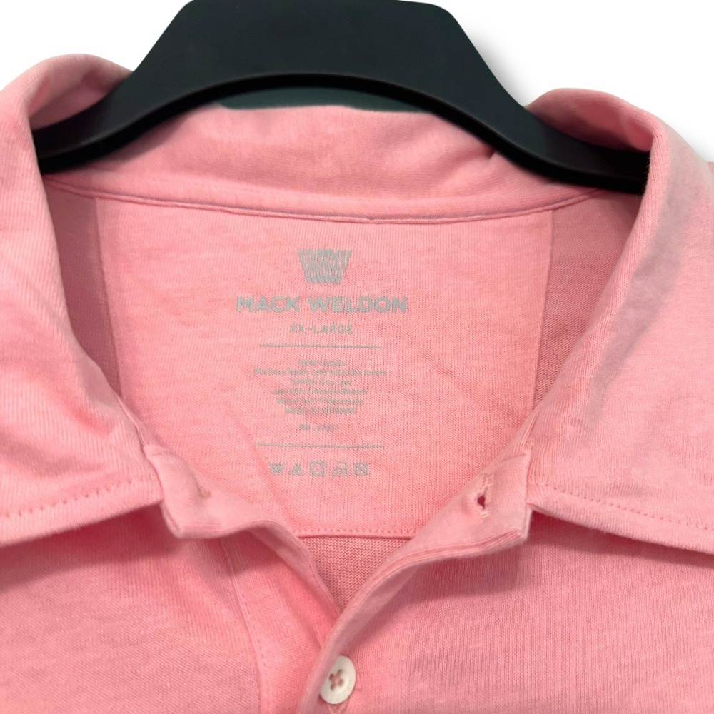 Mack Weldon Mens Polo Shirt Dry Knit Cotton Pink Short Sleeve Size XXL - Picture 5 of 9